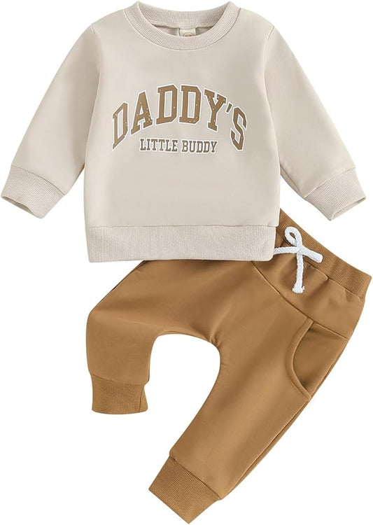 Kupretty Toddler Baby Boy Fall Winter Clothes Color Block Long Sleeve Sweatshirt Pullover Tops + Joggers Pants Outfit Set