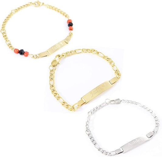 Tina&Co Personalized 18K Gold Plated Baby Name Bracelet Custom Bracelets for Kids Id Protection Bracelet Baptism for Girls