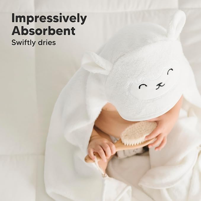 KeaBabies Hooded Baby Towel for Newborn - Viscose Derived from Bamboo Large Baby Bath Towels with Hood for Boys, Girls, Toddler, Extra Absorbent & Soft Newborn Bath Essentials (Lamb)