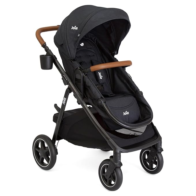 Joie Ginger LX Stroller and Rue Infant Car Seat Travel System with Anti-Rebound Base and All-Wheel Suspension (Shale Dark)