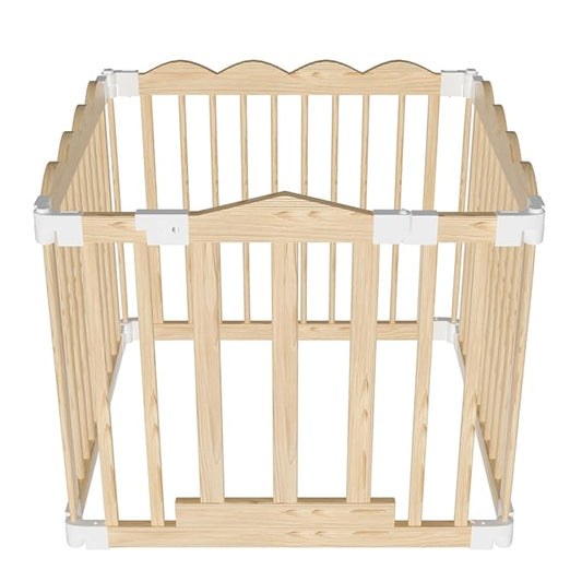 Playpen for Babies and Toddlers,Adjustable Multi-Shape Play Yard Wooden Large Size Baby Activity Center Foldable Kids Portable Play pens for Toddlers 1-3 Years 35.4x35.4x24Inch