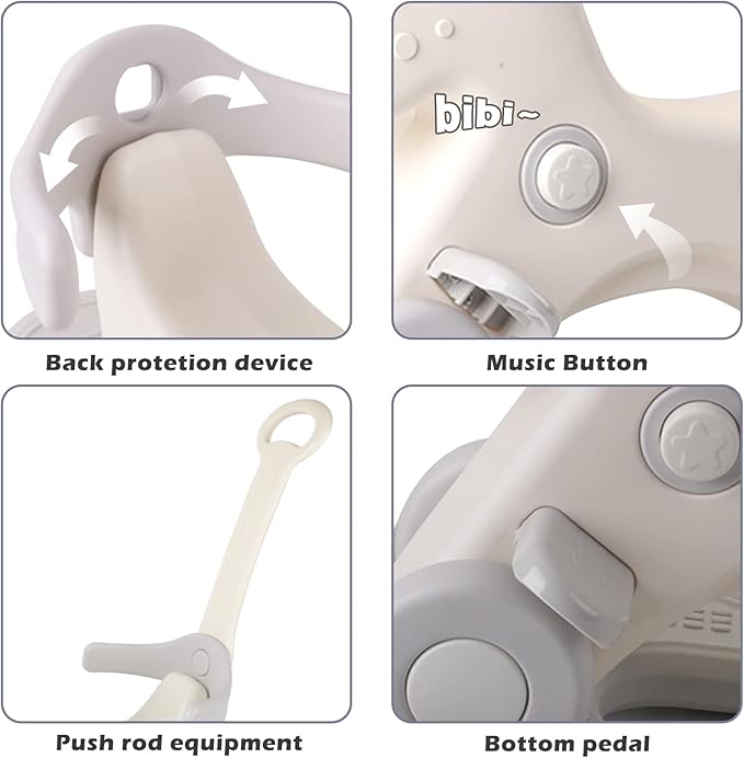 4 in 1 Rocking Horse for Toddlers 1-3 Years Old, Baby Rocking Toy Fun Birthday Gift for 1+ Kids, Ride on Toy with Detachable Balance Board and Footrest，Balance Bike with Push Handle，White