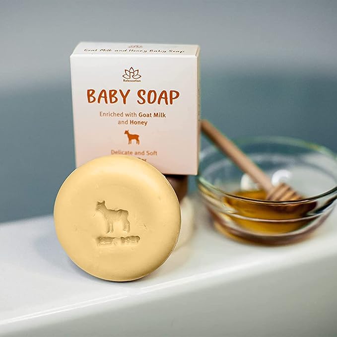 Relaxcation Organic Baby Soap Bars with Goat Milk and Honey - Naturally Cold Processed from Organic Ingredients - Handmade in USA Ideal fro Newborns, babys, Kids and Adults (Pack of 6)