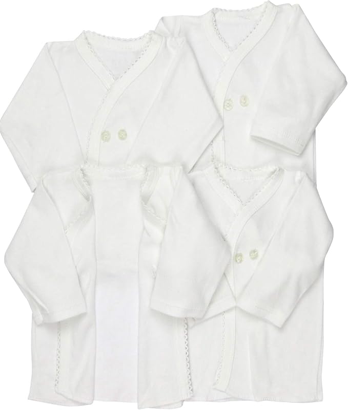 ToBeInStyle Babies' 4 Pack Relaxed Fit Short or Long Sleeve Button Up Kimono Tee Swaddle Shirt