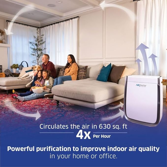 AIRDOCTOR AD3500 Air Purifier for Home and Large Rooms Up to 1260 sq. ft. 2x/hour | UltraHEPA, Carbon, VOC Filters and Air Quality Sensor. Captures Particles 100x Smaller Than HEPA