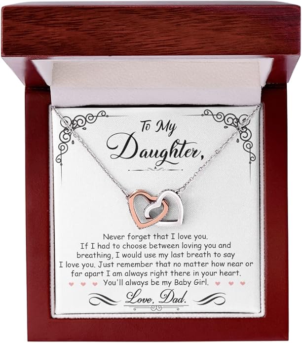 To My Beautiful Daughter Necklace from Mom & Dad | Cubic Zirconia Pendant with Heartfelt Message Card & Gift Box | Daughter Birthday, Graduation, Christmas Jewelry Gift from Parents