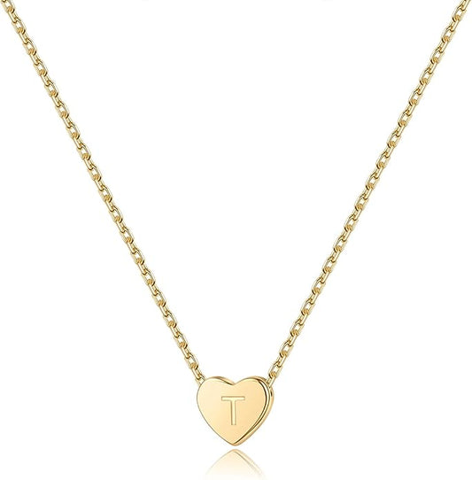 M MOOHAM Heart Initial Necklace Gifts for Girls Women - S925 Sterling Silver Tiny Letter Necklace Birthday Gift for Kids Teen Girl Jewelry