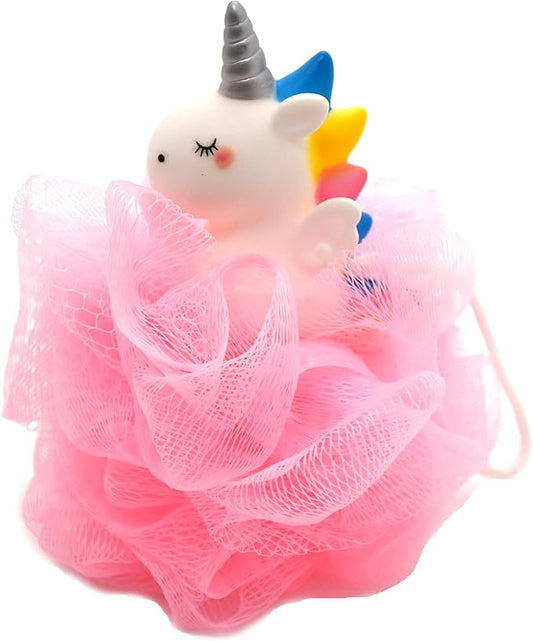 Cute Unicorn Kids Bath Loofahs Balls for Baby Girls Boys Mesh Shower Ball Pouf Exfoliating Bath Sponge Body Cleaner Bath Accessories