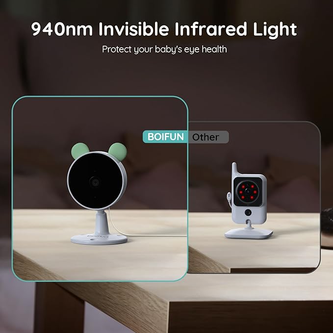 BOIFUN Split Screen Video Baby Monitor WiFi, 2 Cameras, Smartphone APP Control & LCD Monitor, AI Motion & Sound Detection, 4.3'' 4X Zoom, 1080P Smart (Monitor para Bebe), Area Alarm, Video Recording