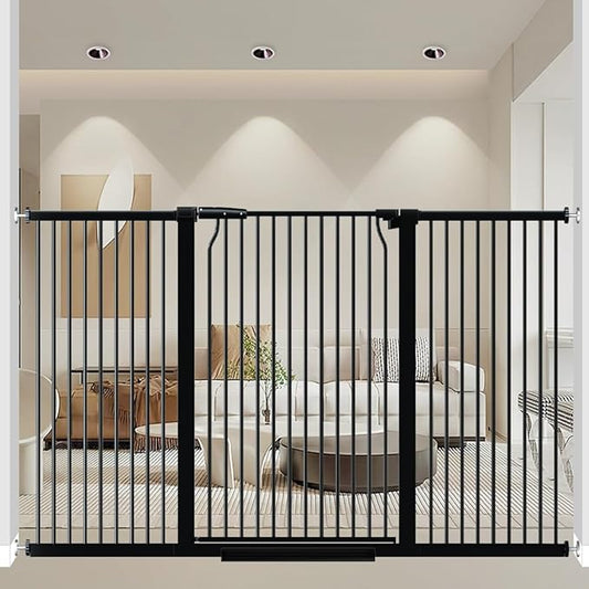 41" Extra Tall Dog Gate for Doorways Stairs, 60.3-65.7 in in Wide Baby Gates Walk Thru, No Drill Long Pet Gate for Doggie Puppy, Auto Close Large Child Safety Gate with Door Indoor, Black