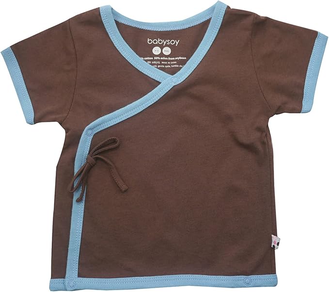 Babysoy Unisex Baby Short Sleeve Wrap Around Kimono Tee Shirt