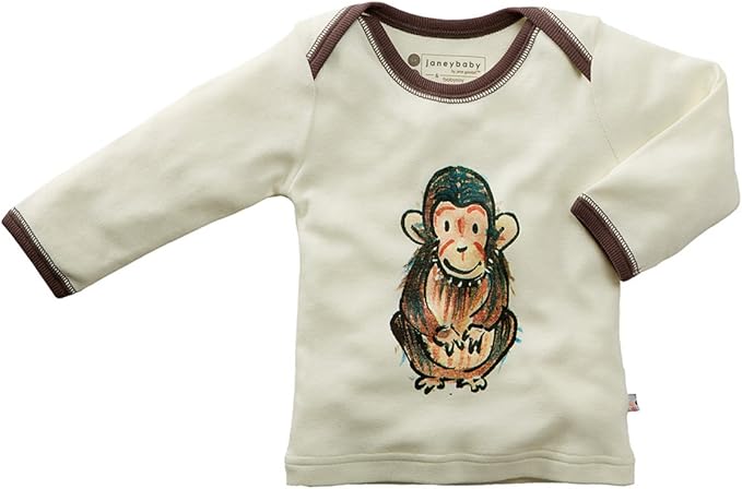 Babysoy Jane Goodall Long Sleeve Baby Toddler Unisex Boy Girl Animal Print Tee