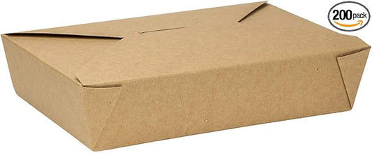 Karat Paper To Go Boxes [54 oz - 200ct] Leak-Resistant, Microwavable, Heavy-Duty Take Out Boxes | Grease Resistant & Stackable | #2 Kraft Brown
