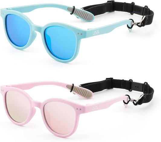 EYEBUDDY Kids Sunglasses for Boys Girls Age 2-8 Polarized UV Protection Toddler Children Sun Glasses Pack of 2