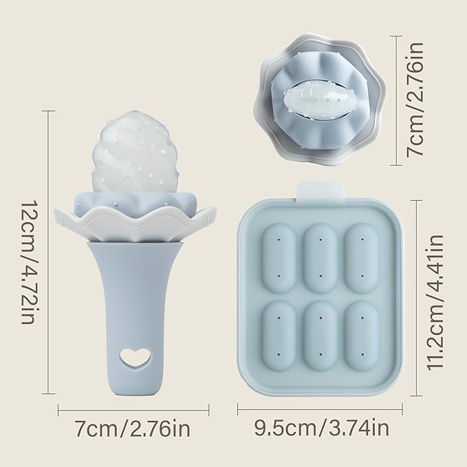 Moonkie Baby Fruit Feeder with Freezer Tray, Breastmilk Popsicle Molds for Teething Relief, BPA Free Silicone Food Feeder for Infant Self Feeding, Two Pouches, Baby Shower Gifts 4 Months+, 2 Pack