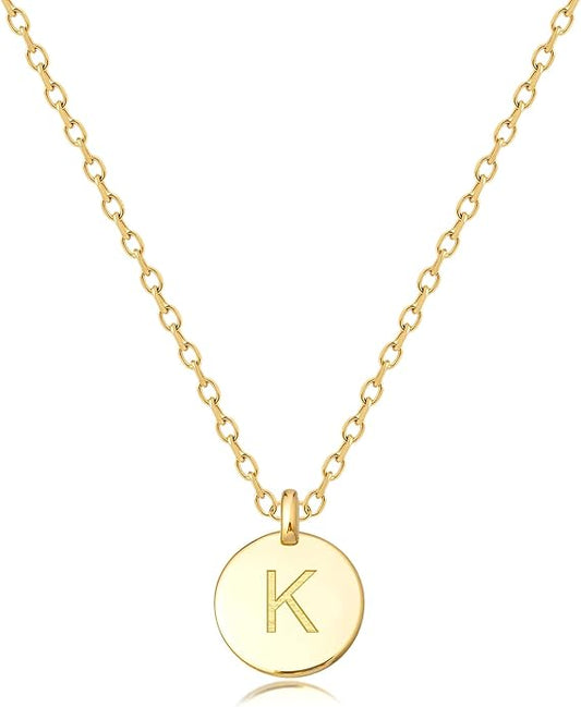 Unique Personalized Gifts for Her, Initial Necklaces for Women, Letter Double Side Engraved Disc/Heart Pendant Necklace, Minimalism Style Jewelry for Everyday Wear
