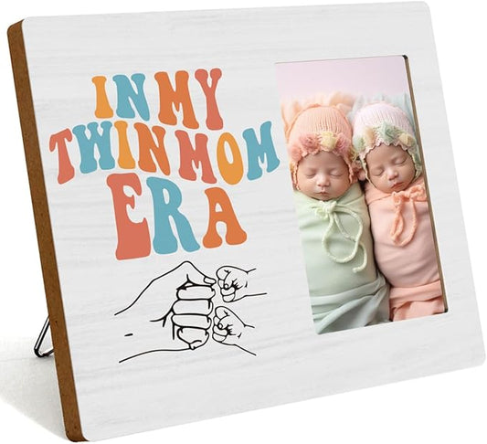 Twins Picture Frames Baby Items Twin Boys Girls Gifts For Mom Twice in My Twin Mom Era Signs Photo Frame Table Desk Decor for Home Livingroom Bedroom Tabletop DisplayFrame