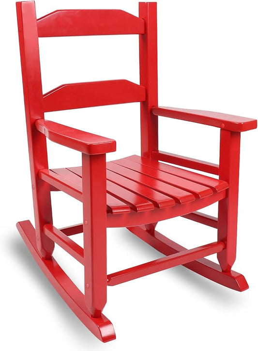 Toddler Rocking Chair Kids Wooden Indoor for Comfy Recliner Rocker for Baby Children Ages 3-6 Outdoor Lounge Chair Girls Playroom Christmas Gift Red