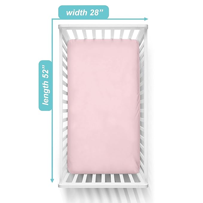 American Baby Company 3 Pack 100% Natural Cotton Fitted Crib Sheets 52" x 28" - Soft, Breathable, Hypoallergenic & Gentle Toddler Bed Sheets, Pink, Neutral for Boys & Girls