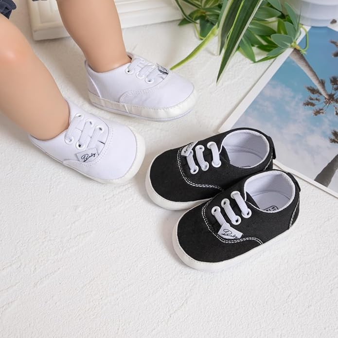 Morbido Infant Baby Boys Girls Canvas Sneaker Toddler Slip On Anti Skid Newborn First Walkers Candy Shoes for 0-18 Months