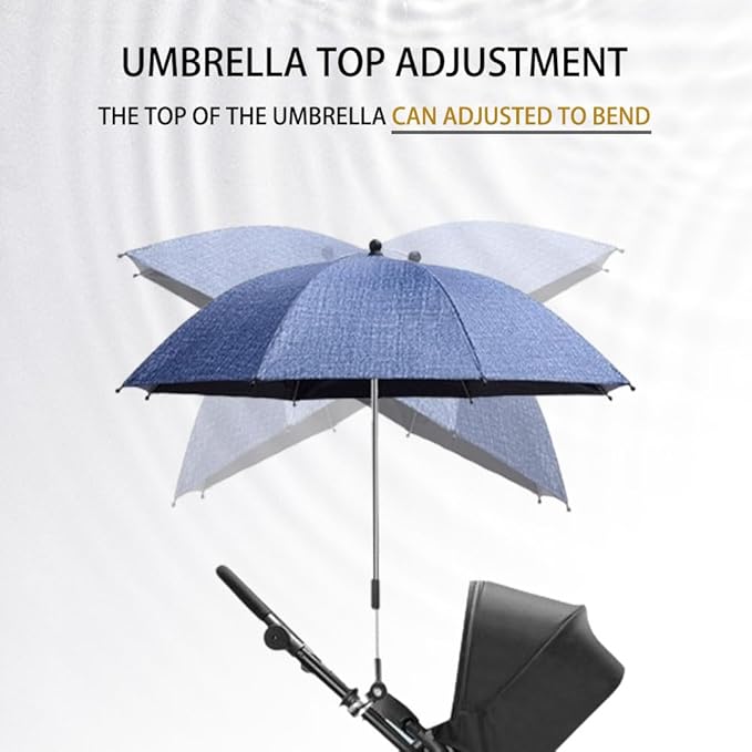 Convenient and Lightweight, Clip-On, Adjustable Steering, Universal, Umbrella Baby Stroller, Stroller Umbrella Attachment for Sun Protection