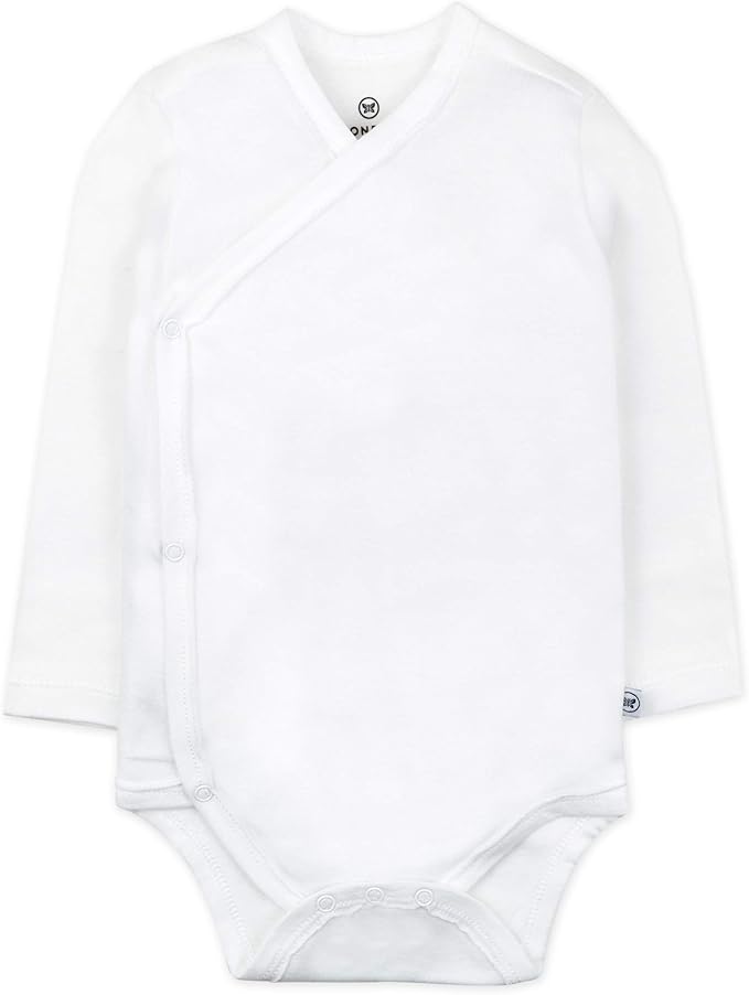 HonestBaby unisex-baby 3-pack Long Sleeve Side-snap Kimono Bodysuits Organic Cotton for Infant Baby Boys, Girls, Unisex