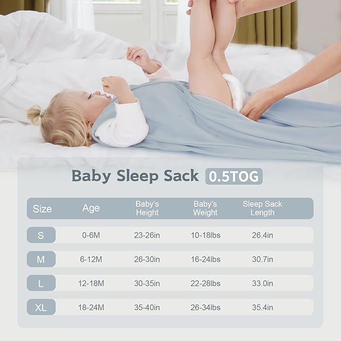 3 Pack Baby Sleep Sack 18-24 Months 100% Cotton TOG 0.5 Baby Sleeping Bag 2-Way Zipper Toddler Wearable Blankets Comfy Stretchy Summer Sleep Sacks