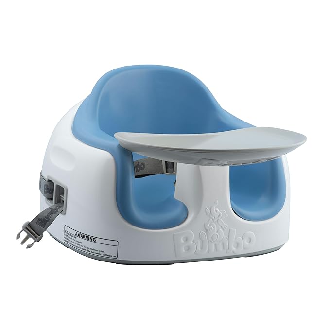 Bumbo 3-in-1 Multi-Seat for 6 to 36 Months, Travel Baby Feeding & Play Floor Seat, All-in-One Portable Booster with Tray & Toddler High Chair, Powder Blue