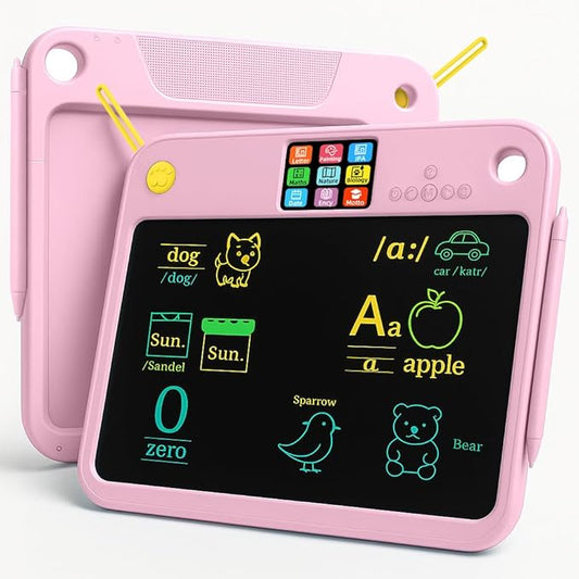 16" LCD Writing Tablet for Kids,Autism Sensory Toys Ages 3 4 5 6 7 Dual Screen Learning, 9 Knowledge Categories, Type-C, Lightweight, Long Battery Life, Ideal for Travel and Gifts Pinks