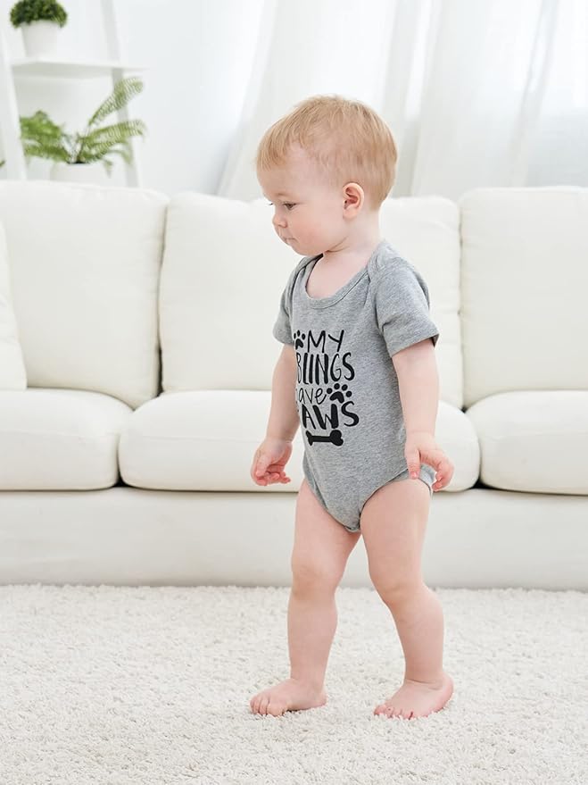 Funnycokid Baby Boys Girls Bodysuit Funny Newborn Romper Short Sleeve Infant Neutral Outfits Jumpsuit 0-12 Months