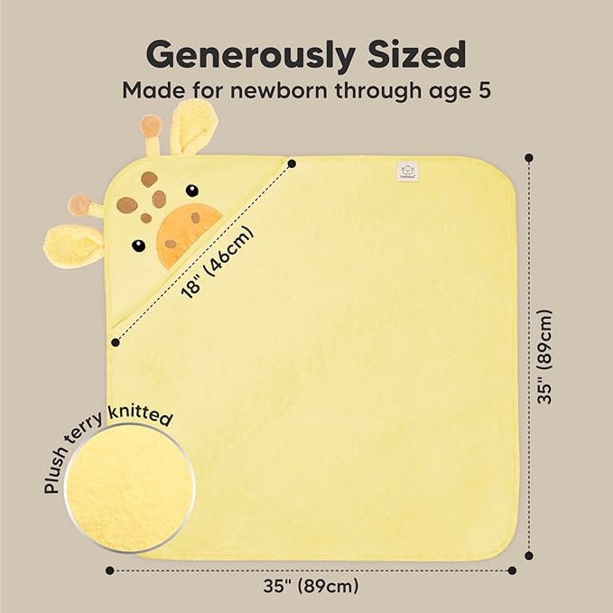 KeaBabies Hooded Baby Towel for Newborn - Viscose Derived from Bamboo Large Baby Bath Towels with Hood for Boys, Girls, Toddler, Extra Absorbent & Soft Newborn Bath Essentials (Giraffe)