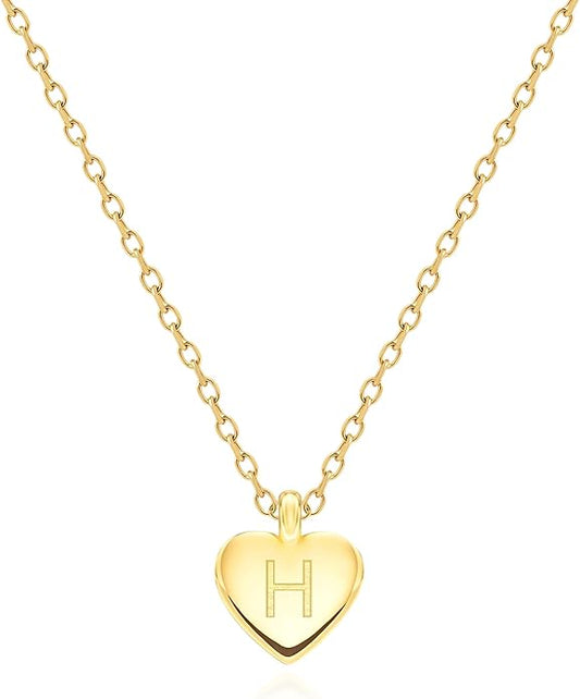 Unique Personalized Gifts for Her, Initial Necklaces for Women, Letter Double Side Engraved Disc/Heart Pendant Necklace, Minimalism Style Jewelry for Everyday Wear