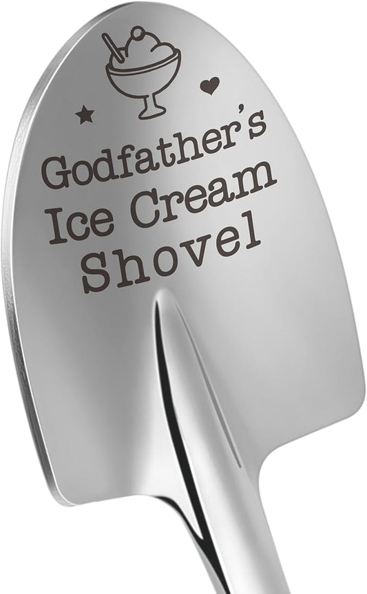 Godfather Gifts, Fathers Day for Godfather Godparents Birthday Funny Dads Ice Cream Shovel Spoon Gifts for Grandpa Papa God Father Easter Basket Stuffers Men, from Godchildren Kids