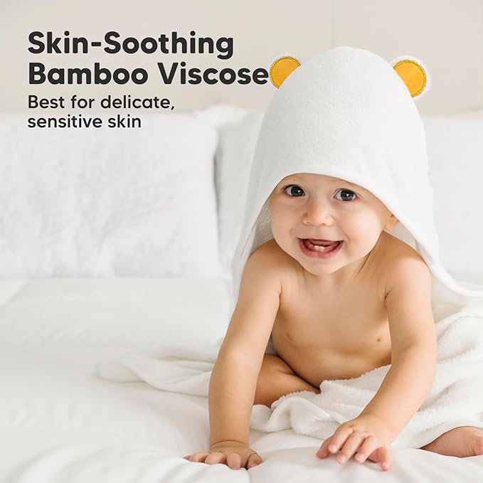 KeaBabies Hooded Baby Towel for Newborn - Viscose Derived from Bamboo Large Baby Bath Towels with Hood for Boys, Girls, Toddler, Extra Absorbent & Soft Newborn Bath Essentials (Bear)