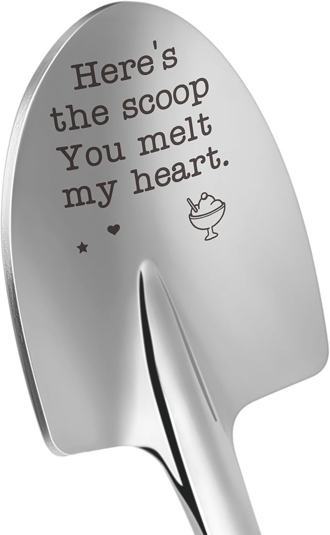 Fathers Day Husband Gifts from Wife Romantic I Love You Gift for Lovers Couple Darling Boyfriend Girlfriend Anniversary Presents Funny Ice Cream Shovel Spoon