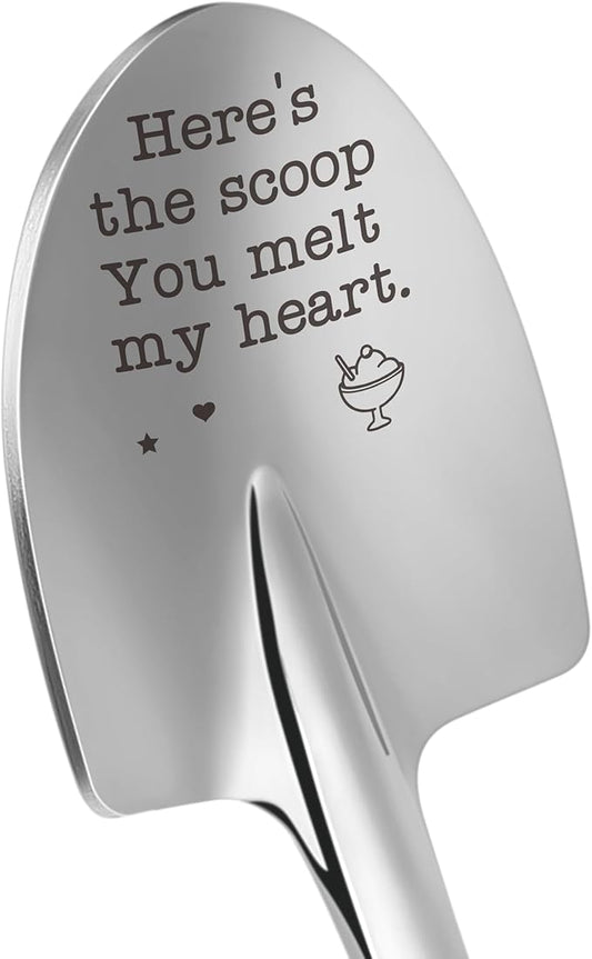 Fathers Day Husband Gifts from Wife Romantic I Love You Gift for Lovers Couple Darling Boyfriend Girlfriend Anniversary Presents Funny Ice Cream Shovel Spoon