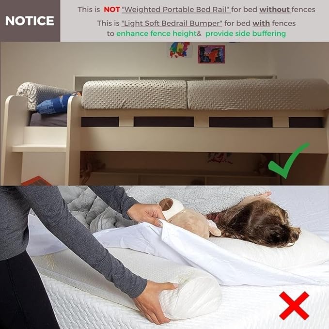 Wonder Space Toddlers' Bed Rail Bumpers Protecter - Children's Bed Guardrail Padding - Anti-Collision | Increased Height | Fall Prevention - Easy Installation Enhanced Safety Mostly Fit (Grey, 2.3ft)