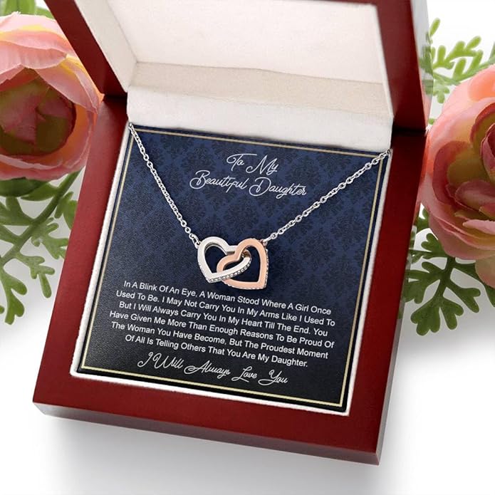 To My Daughter Gift Necklace From Dad or Mom - Badass Daughter Jewelry With Heartfelt Message & Elegant Box