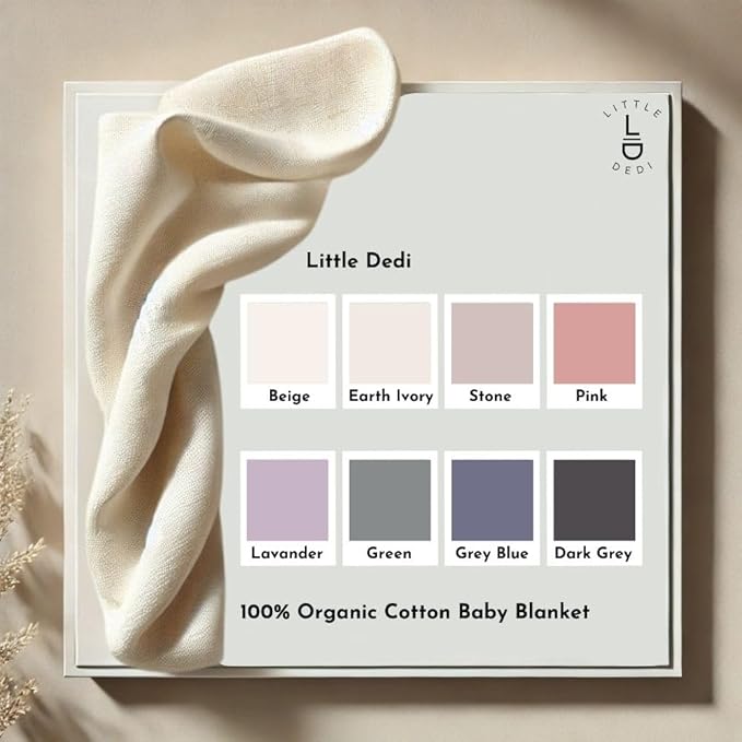 100% Organic Cotton Baby Knitted Blanket with Gift Box - Soft Toddler, Crib, Stroller Blanket - Neutral Swaddle and Receiving Blanket for Newborns, 30"x40", Stone