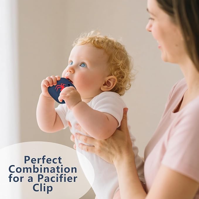 Chew Necklaces for Sensory Kids, 3 Pack Sensory Toys Silicone Chewy Necklace Sensory for Babies Toddlers, Baby Teething Toys for 0-24 Months Oral Motor Stimulation (Spider)