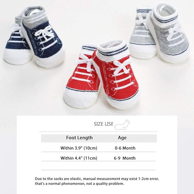 Zumou Baby Non Skid Anti Slip Infant Newborn Boys Girls Ankle Socks 6 Pairs