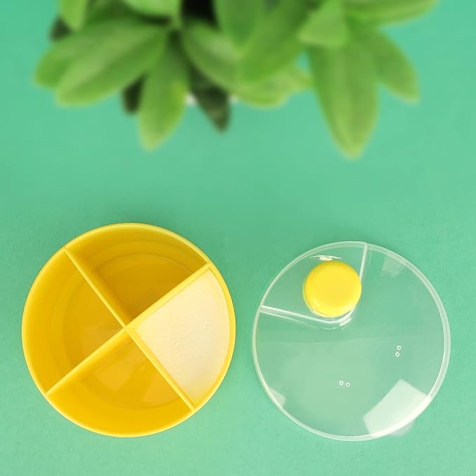 Accmor Formula Dispenser On The Go, Non-Spill Rotating Four-Compartment Formula Container To Go, Milk Powder Snack Storage Container for Infant Toddler Travel Outdoor, Yellow