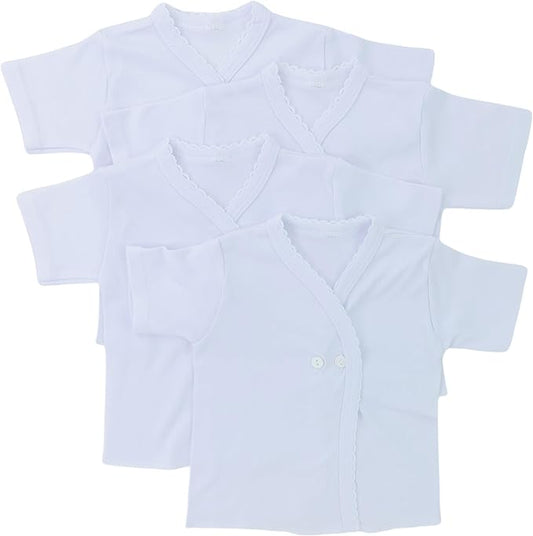 ToBeInStyle Babies' 4 Pack Relaxed Fit Short or Long Sleeve Button Up Kimono Tee Swaddle Shirt
