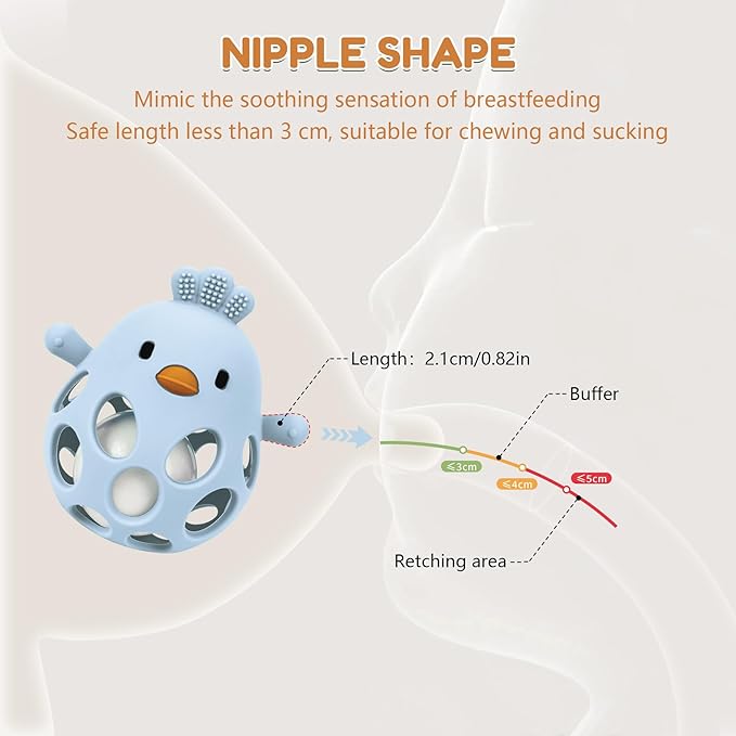 MCGMITT Baby Teething Toys for 3-6 Months, Easy Grasp Silicone Baby Rattles 0-6-12 Months, BPA-Free Food Grade Montessori Sensory Toys, Soft Newborn Infant Teether for Teething Relief