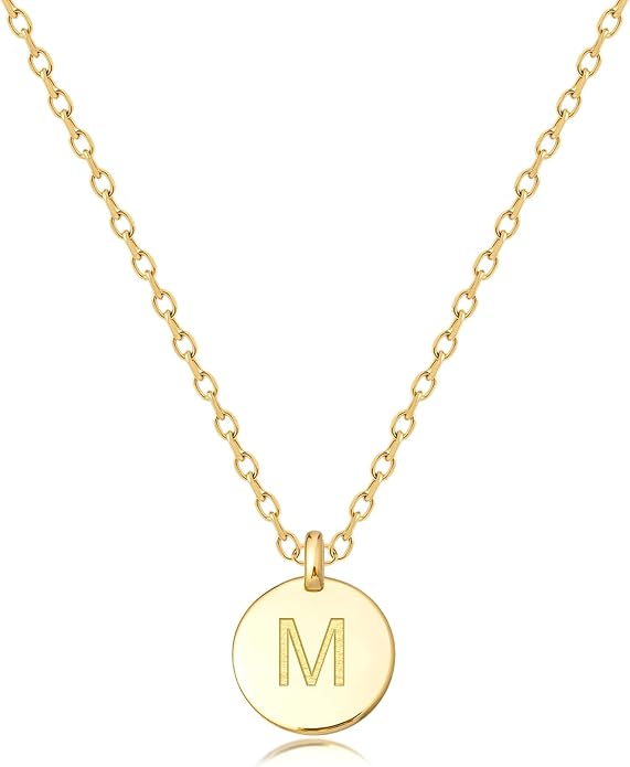 Unique Personalized Gifts for Her, Initial Necklaces for Women, Letter Double Side Engraved Disc/Heart Pendant Necklace, Minimalism Style Jewelry for Everyday Wear