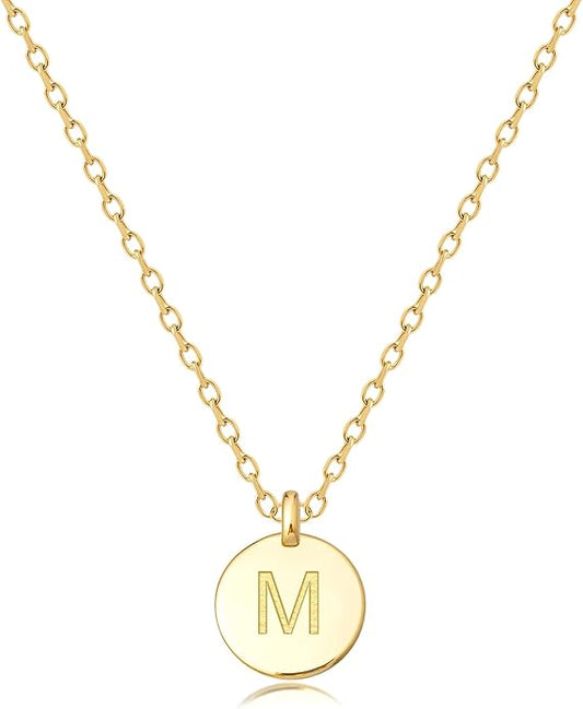 Unique Personalized Gifts for Her, Initial Necklaces for Women, Letter Double Side Engraved Disc/Heart Pendant Necklace, Minimalism Style Jewelry for Everyday Wear