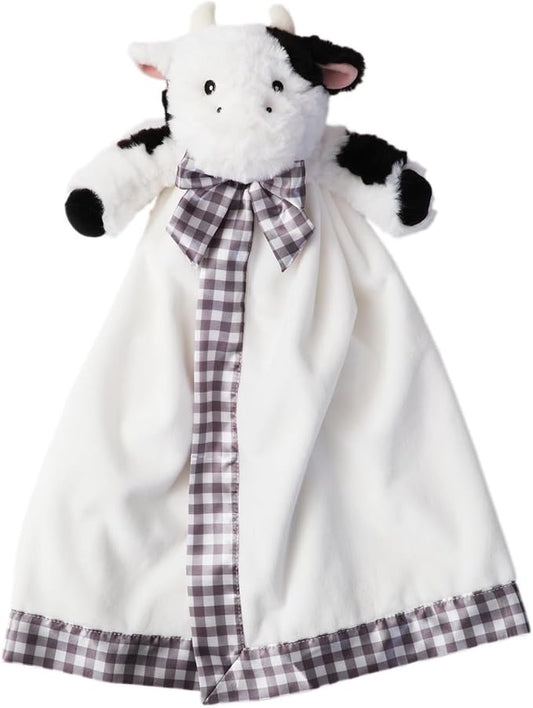 Bearington Lil' Gilly 18 Inch Cow Loveys for Babies - Security Blanket for Babies - Lovies Security Blanket with Stuffed Animal - Cow Lovey