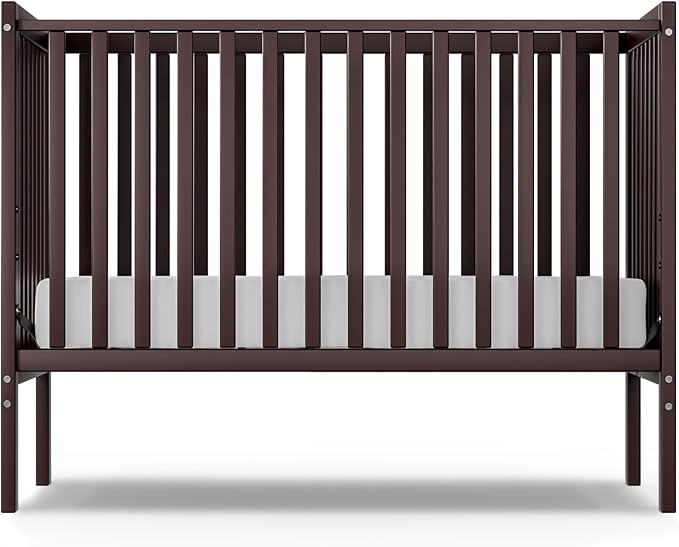 Baby Crib 5-in-1 Convertible, Wood Full Size Toddler Bed for Small Baby, Made of Sustainable Natural Pinewood Cribs, Non-Toxic Finish, Simplistic Nursery Furniture (Espresso)