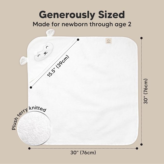 KeaBabies Hooded Baby Towel for Newborn - Viscose Derived from Bamboo Large Baby Bath Towels with Hood for Boys, Girls, Toddler, Extra Absorbent & Soft Newborn Bath Essentials (Lamb)
