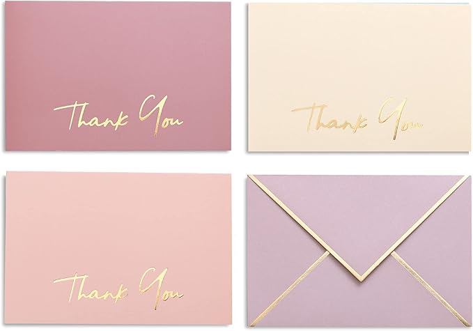 High-end Thank You Cards with Envelopes - 36 PK Heavy-duty Gold Thank You Notes 4x6 Inches Baby Shower Thank You Cards Wedding Thank You Cards Small Business Graduation Funeral Bridal Shower (Dusty Pink)